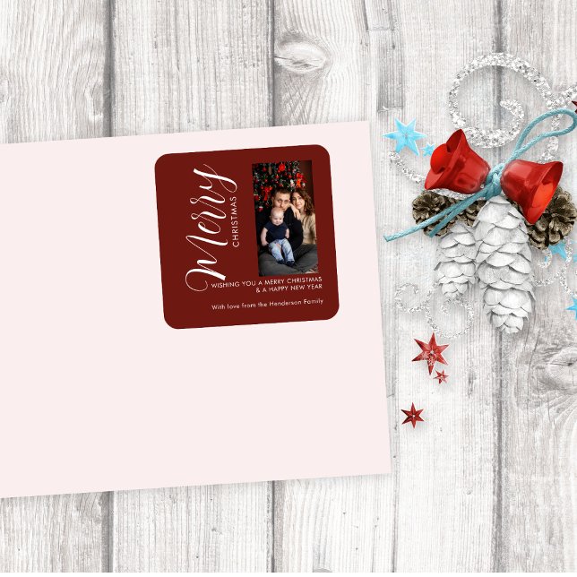 Elegant Modern Photo Holiday Tag | Merry Christmas (Creator Uploaded)
