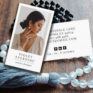 Elegant Modern Photo Jewellery Designer Business Card