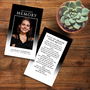 Elegant Modern Photo Loving Memory Prayer Card