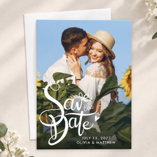 Elegant Modern Photo Overlay Script Wedding Save The Date