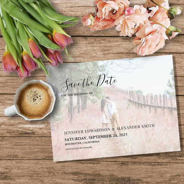 Elegant modern photo Save the Date magnetic card Magnet (Elegant modern photo Save the Date magnetic card Magnet.)