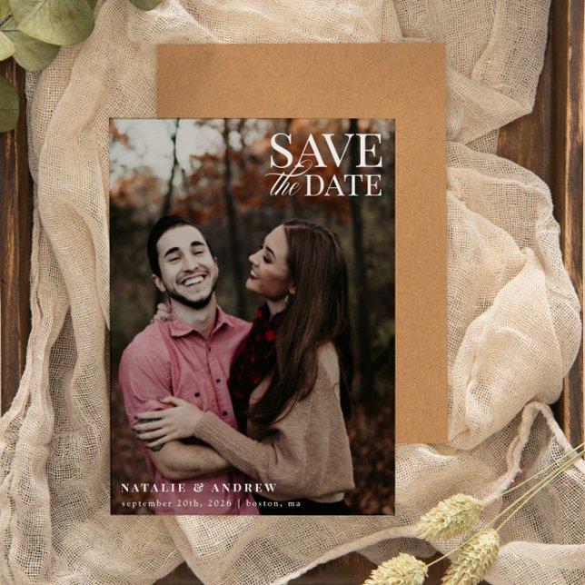 Elegant Modern Photo Save the Date Postcard (Creator Uploaded)