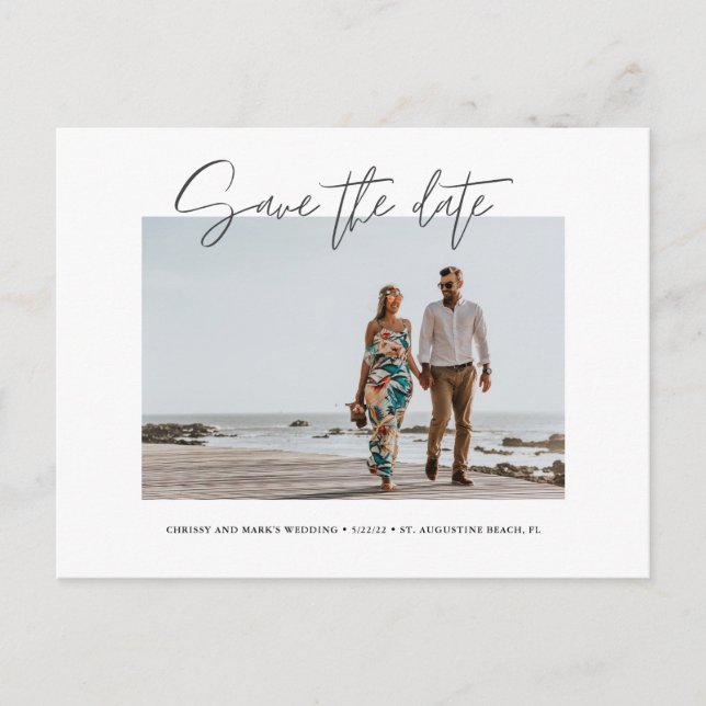 Elegant Modern Photo Save the Date Postcard (Front)