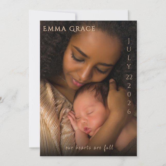 Elegant Modern Photo Script Birth Announcement  (Front)