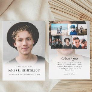 Elegant Modern Photo Sympathy Memorial Funeral Thank You Card