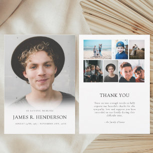 Elegant Modern Photo Sympathy Memorial Funeral Thank You Card