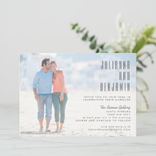 Elegant Modern Photo Text Overlay Chic Wedding  Invitation