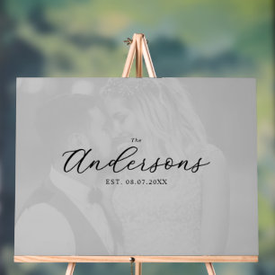 Elegant Modern Photo Wedding Guest Signing Board Acrylic Sign