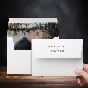 Elegant modern photo wedding return address  envelope