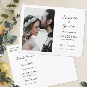 Elegant Modern Photo Wedding Save the Date Announcement Postcard