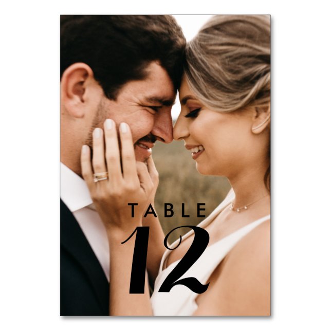 Elegant Modern Photo Wedding Table Cards (Front)