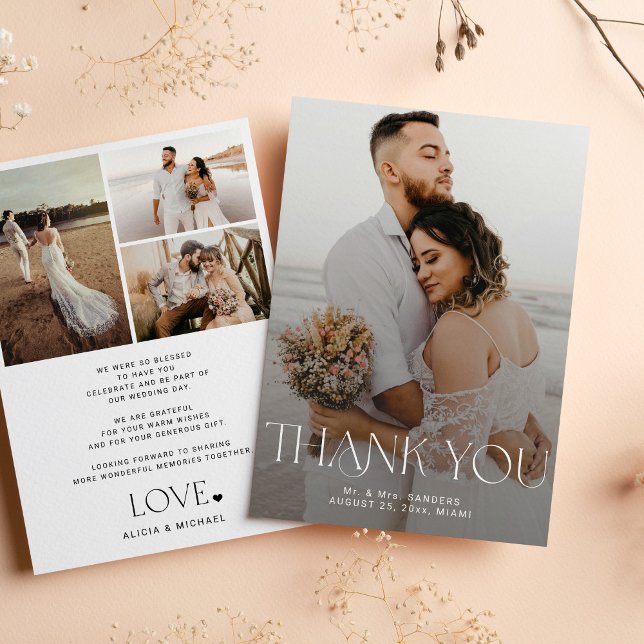 Elegant modern photo wedding thank you card (Creator Uploaded)