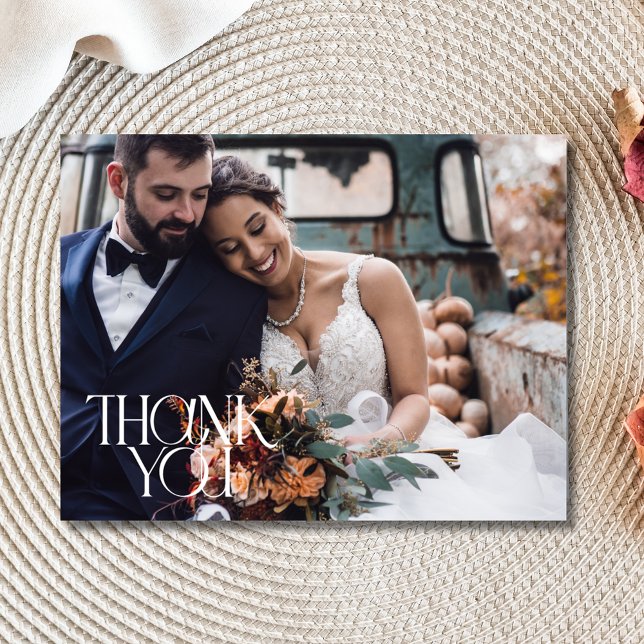 Elegant Modern Photo Wedding Thank You Postcard (Elegant Modern Photo Wedding Thank You Postcard)