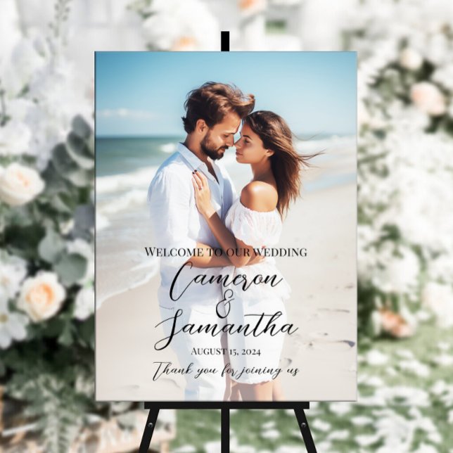 Elegant modern photo wedding welcome sign (Creator Uploaded)
