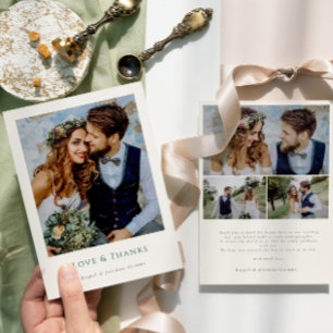 Elegant Modern Photos Script Love & Thanks Wedding Thank You Card