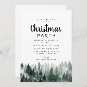 Elegant Modern Pine Forest Christmas Party Invitation