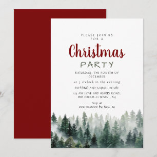 Elegant Modern Pine Forest Christmas Party Invitation