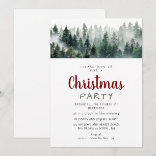 Elegant Modern Pine Forest Christmas Party Invitation
