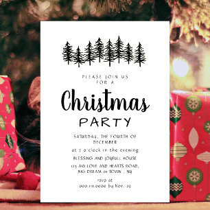 Elegant Modern Pine Forest Christmas Party Invitation