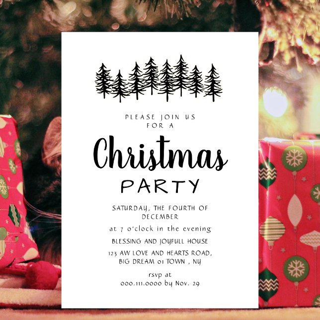 Elegant Modern Pine Forest Christmas Party Invitation (Creator Uploaded)