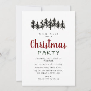 Elegant Modern Pine Forest Christmas Party Invitation
