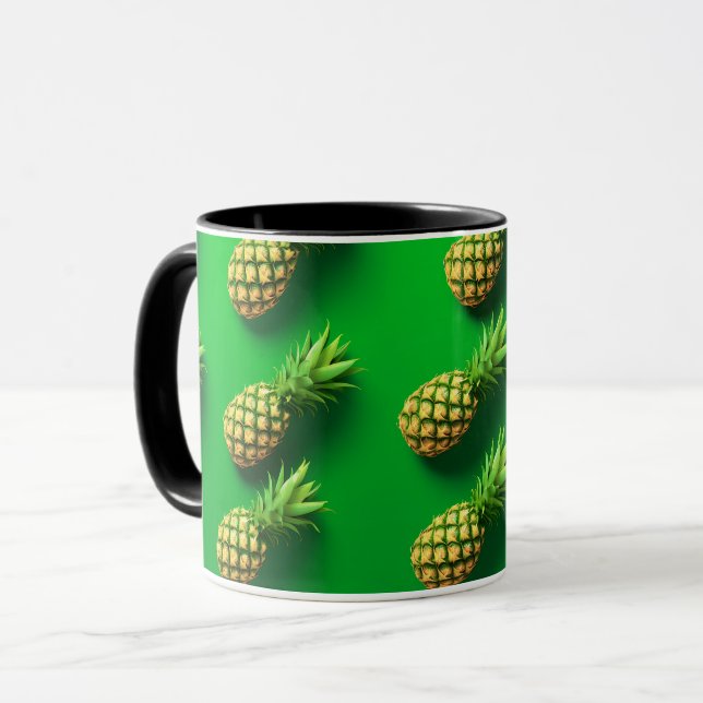 Elegant Modern Pineapple Tropical Fruit Pattern Mug (Front Left)