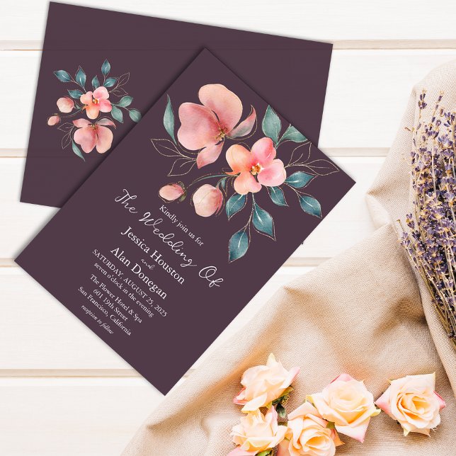 Elegant Modern Pink and Gold Floral Wedding Invitation (Creator Uploaded)