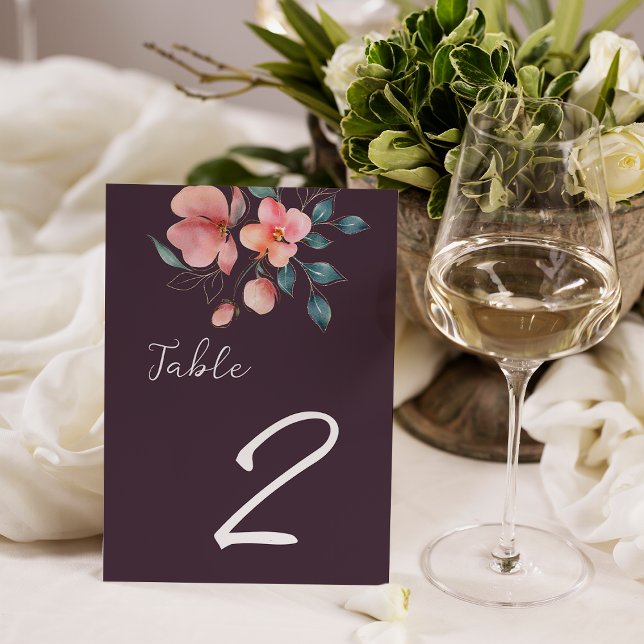 Elegant Modern Pink and Gold Floral Wedding Table Number (Creator Uploaded)