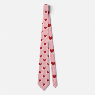 Elegant Modern Pink and White Doodle Heart Pattern Tie