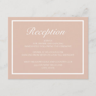 Elegant Modern Pink and White Wedding Reception Enclosure Card