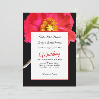Elegant Modern Pink Black Poppy Floral Wedding