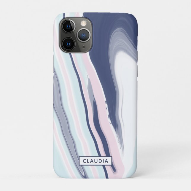 Elegant modern pink blue white liquid marble Case-Mate iPhone case (Back)