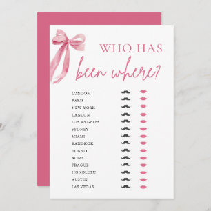 Elegant Modern Pink Bow Who Has Been Where Game Invitation