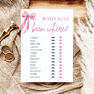 Elegant Modern Pink Bow Who Has Been Where Game  Invitation