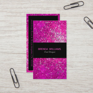 Elegant Modern Pink Faux Glitter  Business Card