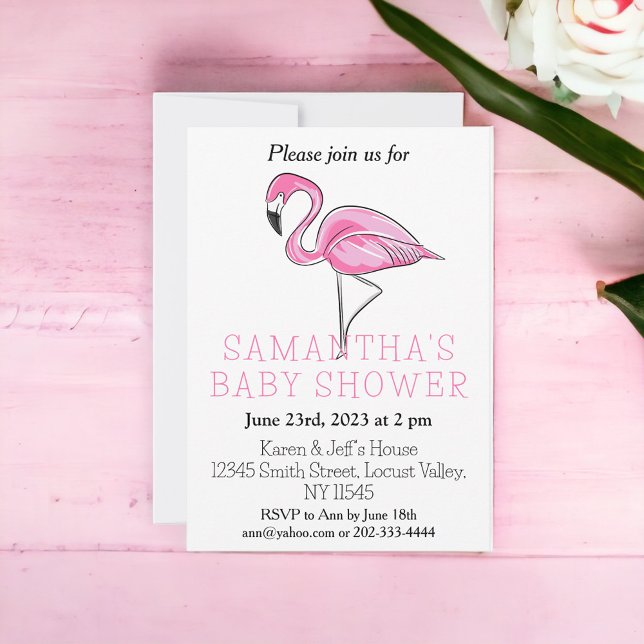 Elegant Modern Pink Flamingo Baby Shower Invitation (Creator Uploaded)