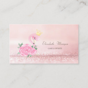 Elegant Modern Pink Flamingo Bokeh Cake Sweets Business Card