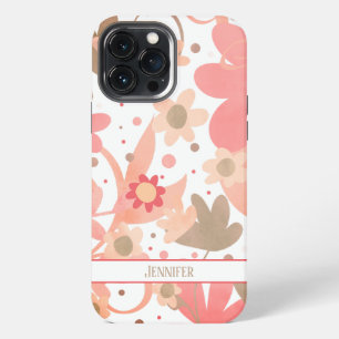 Elegant Modern Pink Floral Girly Inspirivity Name iPhone 13 Pro Max Case