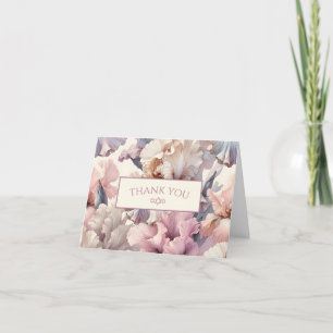 Elegant Modern Pink Floral Jewish Star Bat Mitzvah Thank You Card