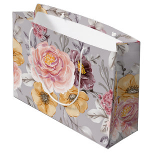 Elegant Modern Pink Floral   Large Gift Bag