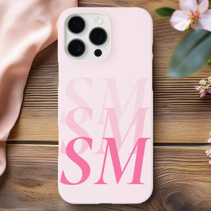 Elegant Modern Pink Initial Monogram iPhone 16 Pro Max Case