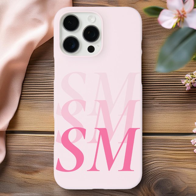 Elegant Modern Pink Initial Monogram Case-Mate iPhone Case (Creator Uploaded)