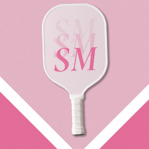 Elegant Modern Pink Initial Monogram Pickleball Paddle