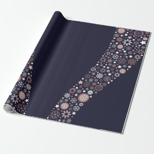 Elegant modern pink metallic snowflake wave wrapping paper