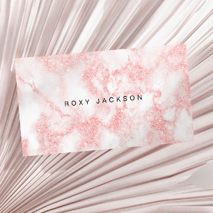 Elegant modern pink rose gold glitter marble business card