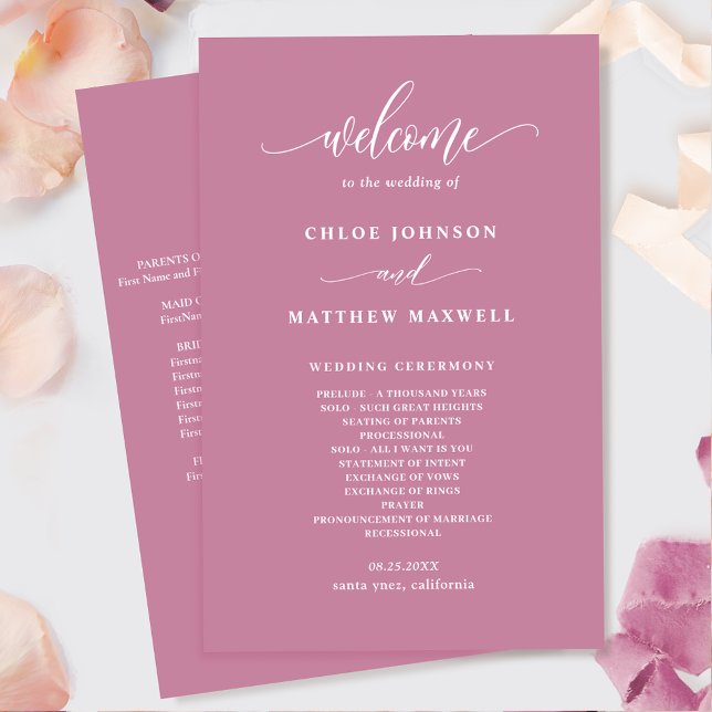 Elegant Modern Pink Wedding Program (Creator Uploaded)