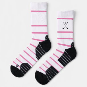 Elegant Modern Pink White Stripe Golf Golfer Socks