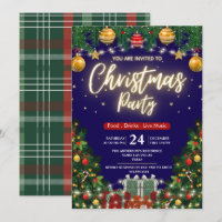 Elegant Modern Plaid Green Christmas Party