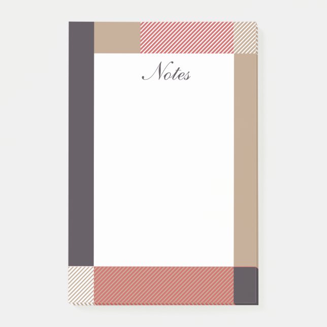 Elegant Modern Plaid Pattern Notes (Front)