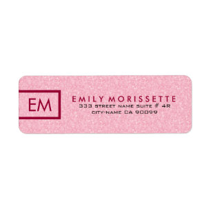 Elegant Modern Plain Pink Glitter And Red Return Address Label
